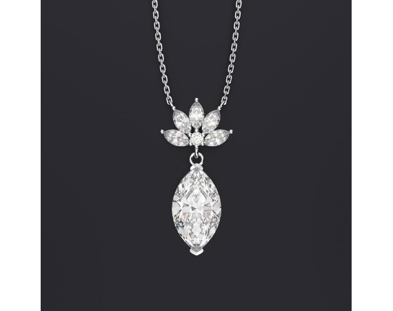 HORSE EYE ZIRCONIA ICE FLOWER CUT NECKLACE