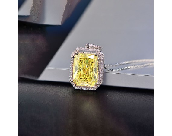 YELLOW SMALL OCTAGONAL ZIRCON PENDANT