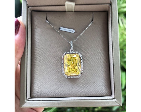 YELLOW SMALL OCTAGONAL ZIRCON PENDANT