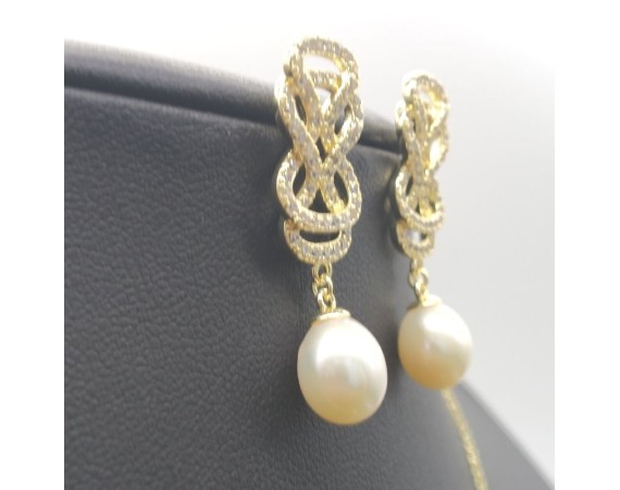 Chinese Knot Design Pearl Pendant Necklace And Stud Earrings Set